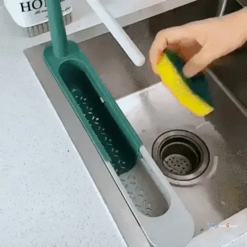 Telescopic 2-in-1 Kitchen Sink Storage Rack Holder for organized cleaning supplies - obeepo.in