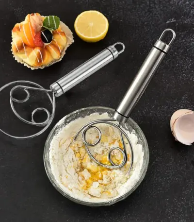 Stainless Steel Dough Whisk with Ergonomic Handle - obeepo.in