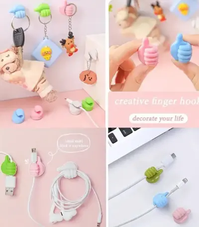 FlexGrip hand-shaped wall clip hanger for keys and cables - Obeepo.in