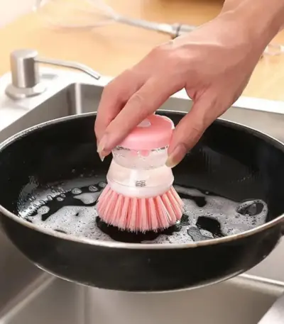 Cleaning Brush with Built-In Liquid Soap Dispenser for Pots and Dishes - obeepo.in