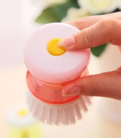 Cleaning Brush with Built-In Liquid Soap Dispenser for Pots and Dishes - obeepo.in
