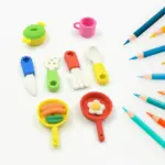 3D colorful mini erasers set for kids in fun designs - obeepo.in