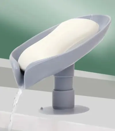 Leaf-shaped self-draining soap holder with suction cup base - obeepo.in