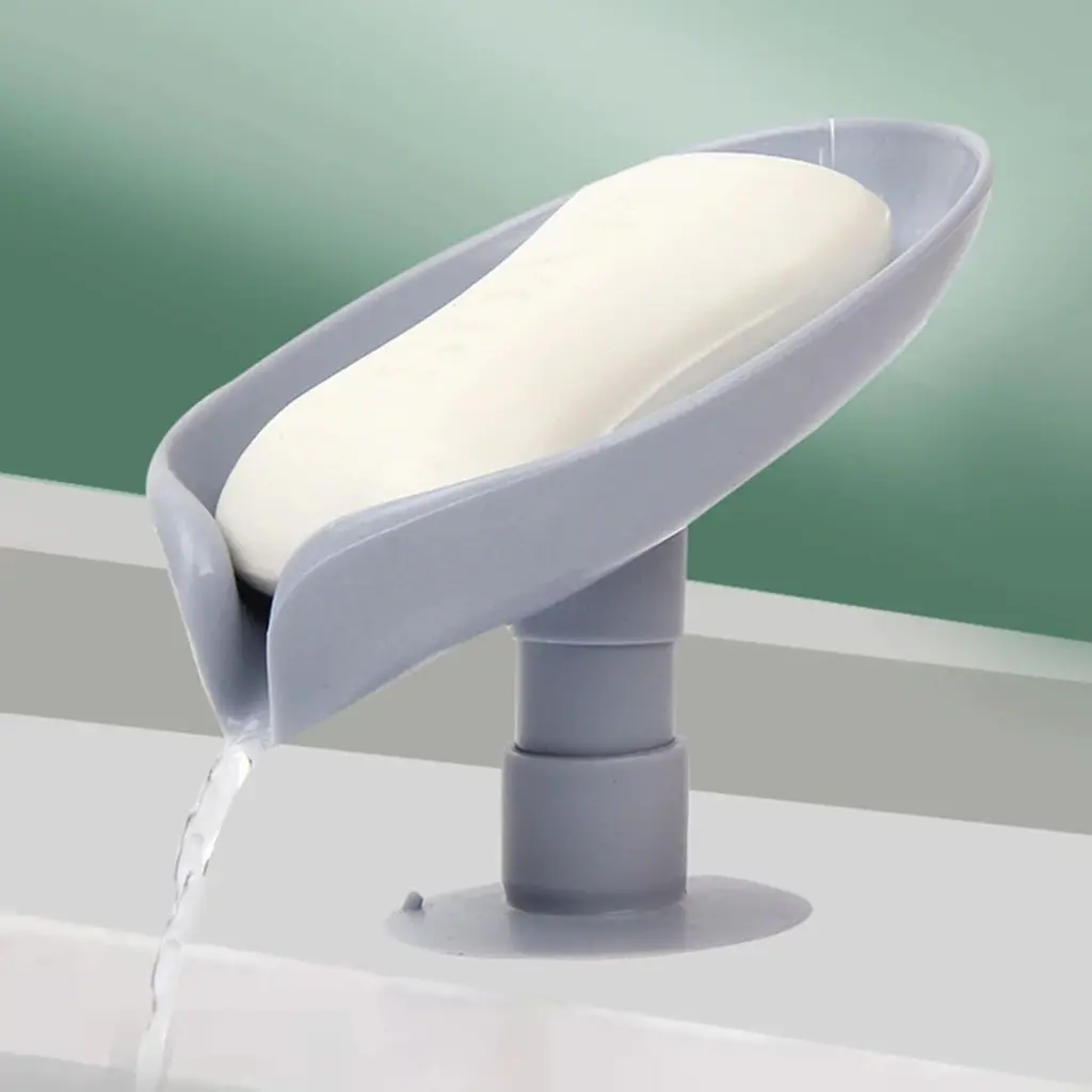 Leaf-shaped self-draining soap holder with suction cup base - obeepo.in