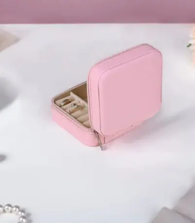 Cute little PU Leather Travel Jewelry Box for rings, necklaces, and makeup accessories - obeepo.in
