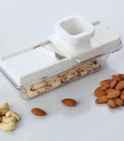 Compact Stainless Steel Vegetable and Dry Fruit Slicer with Safety Holder - obeepo.in