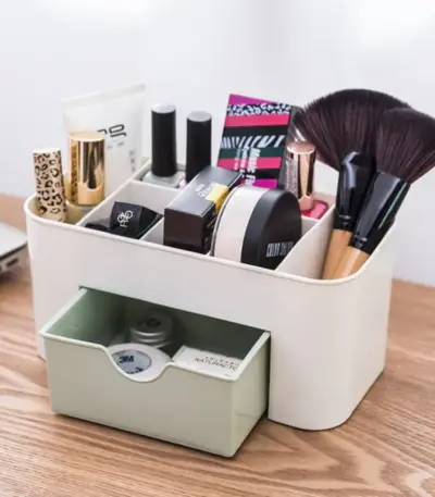 ✨ Stylish Multipurpose Plastic Cutlery & Makeup Storage Box with Handle – For Home & Beauty Parlours