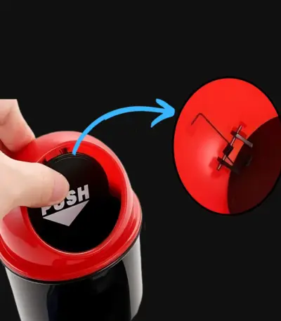 Mini car dustbin lid open mechanism explained.